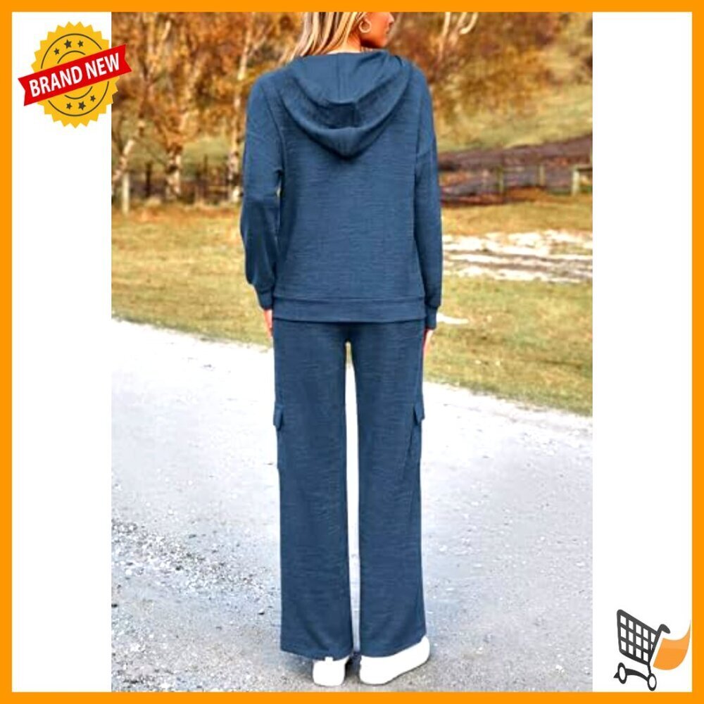 Cozy Hoodie Lounge Set Soft Fabric Matching Tracksuit Versatile Casual Wear - Picture 2 of 7